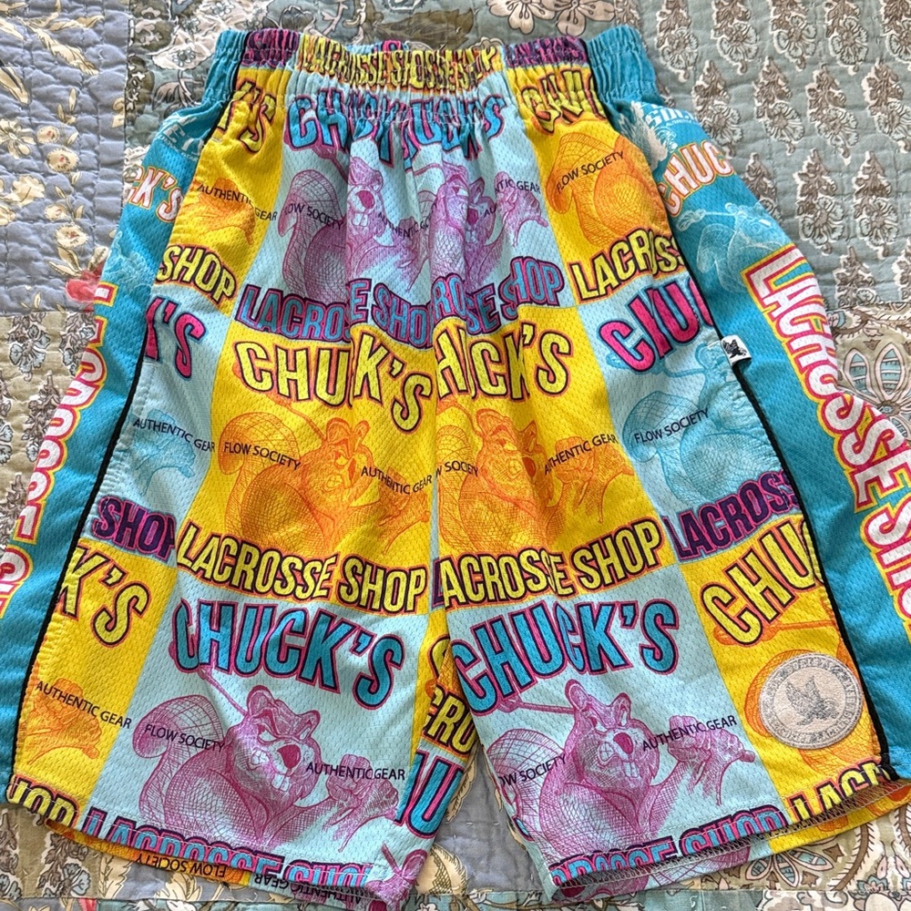 Chuck's Bright Multi-Color Graphic Kids Lacrosse Shorts